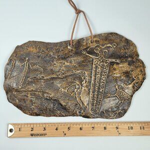 Petroglyph Inspired Wall Art 12"x7.5" Sculptural Art Ceramic Signed SHORTY